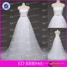 ED Bridal A-line Strapless Lace Bodice Net Tribunal Train Vestidos de casamento Vestido